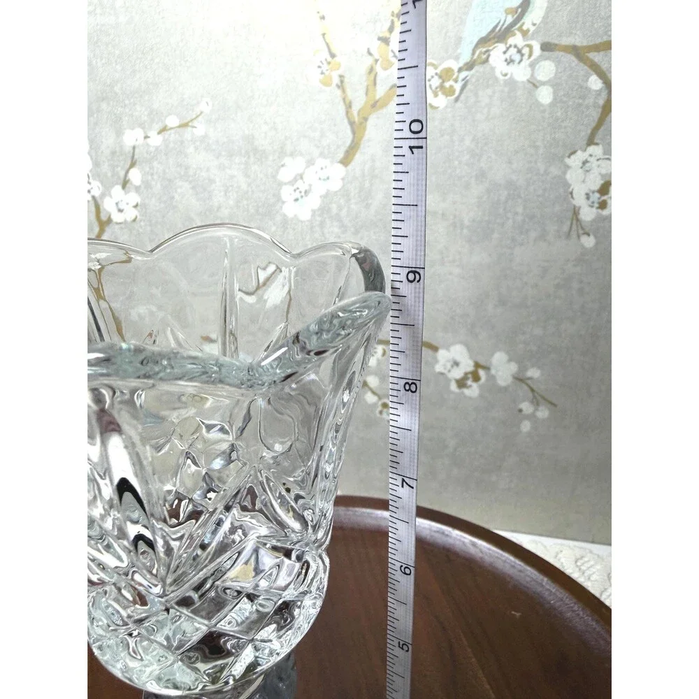 VTG Homeco Clear Pressed Glass Hurricane Candle Holder Peg Votive Scalloped